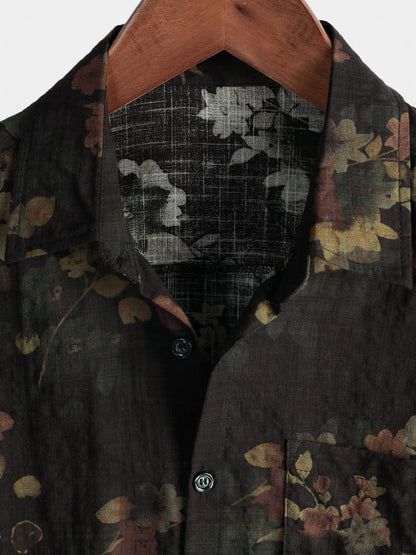 Camisa de playa informal de algodón de manga corta para hombre