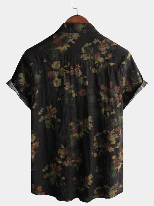 Camisa de playa informal de algodón de manga corta para hombre