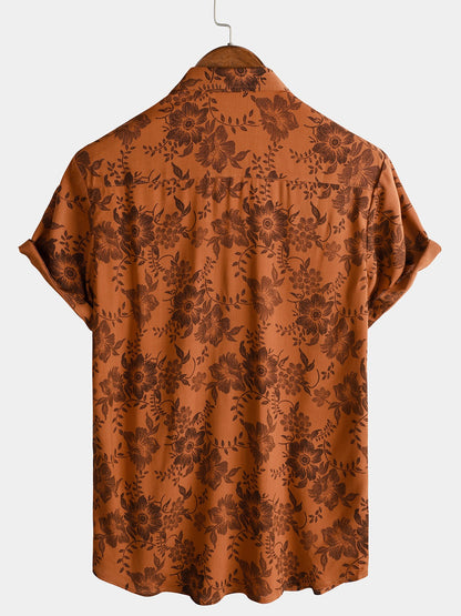 Lote de 2 | Camisa hawaiana retro de algodón con estampado floral para hombre