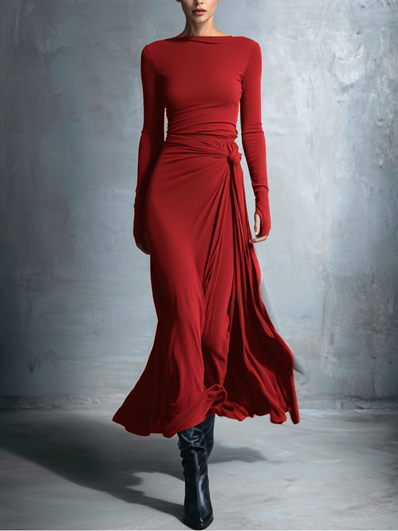 VESTIDO MAXI CON NUDO LATERAL VITTORIA