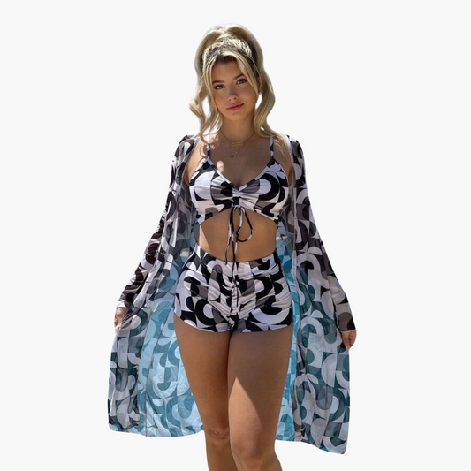 Lottus – Bikini de 3 piezas con estampado llamativo