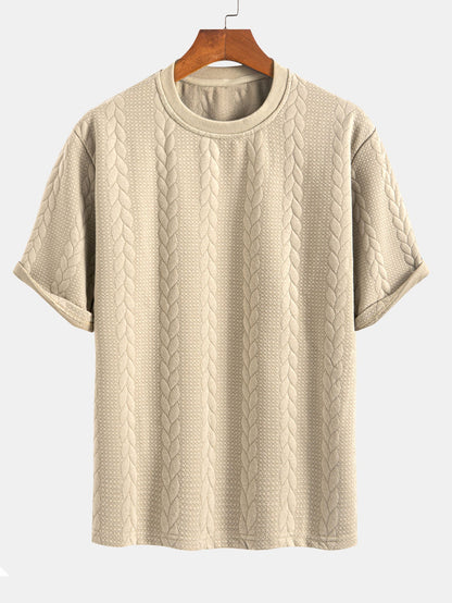 Camiseta y pantalones cortos de jacquard retorcido de manga media de corte relajado
