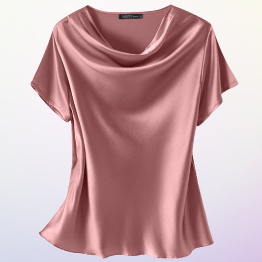 Alma – Blusa de Manga Corta con Cuello Drapeado