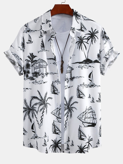 Camisa de Botón y Pantalones Cortos de Baño Island Sailing