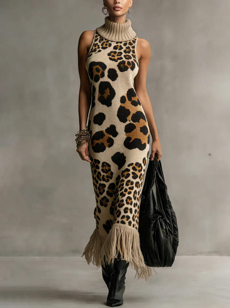 DRESS BROWN | LEOPARD MAXI FLOW
