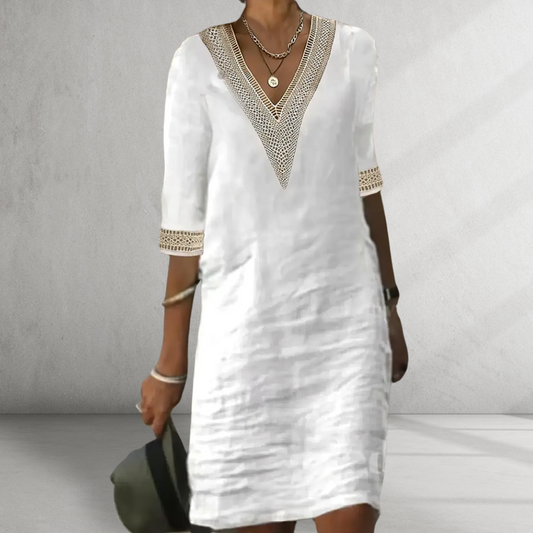 Deborah – Vestido de Verano de Algodón y Lino para Mujer