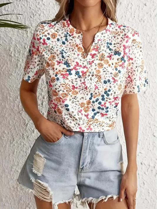 Charis – Blusa floral abotonada