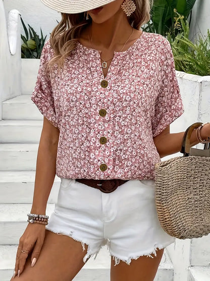 Charis – Blusa floral abotonada