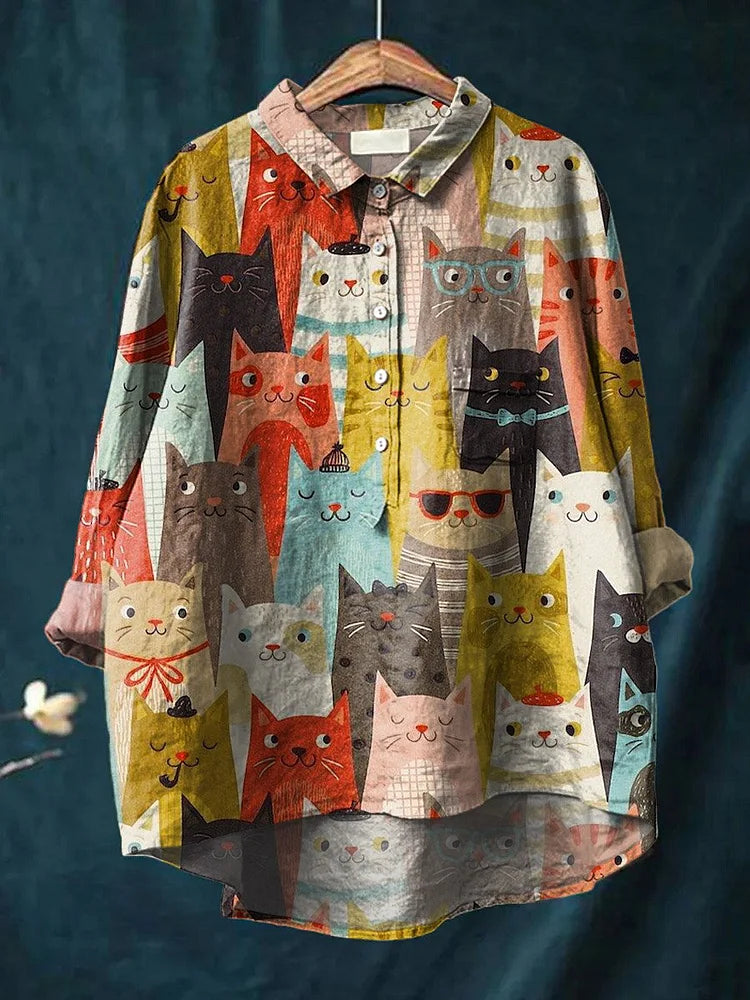 Chloe – Camisa Artística con Estampado de Perros