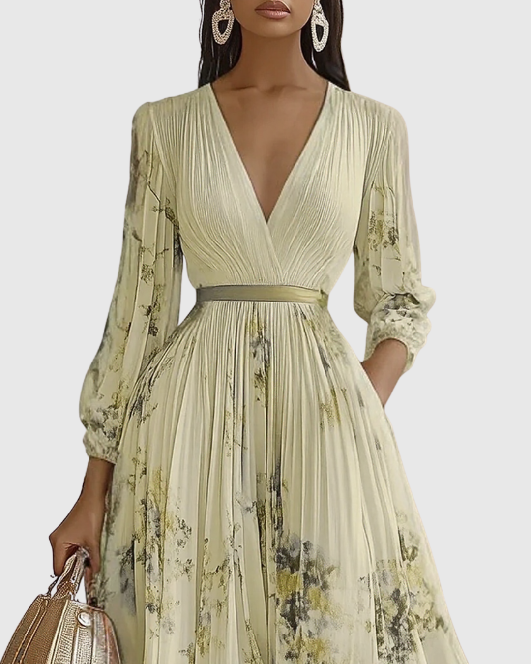 ROWELLA VESTIDO MAXI PLISADO ELEGANTE
