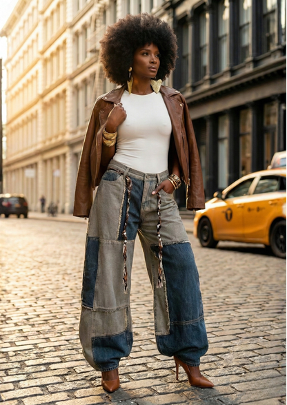 PANTALÓN COLOR BLOCK WIDE LEG VACATION