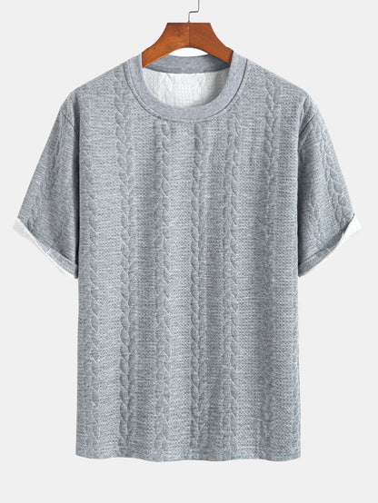 Camiseta y pantalones cortos de jacquard retorcido de manga media de corte relajado