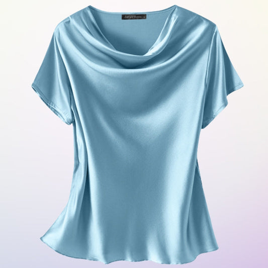 Alma – Blusa de Manga Corta con Cuello Drapeado