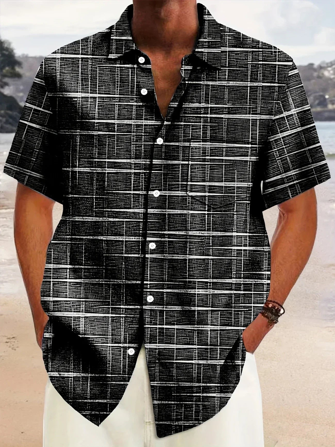 Gael – Camisa de Rayas a Cuadros de Estilo Moderno
