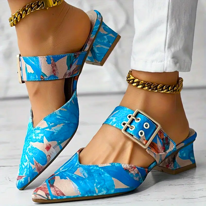 Floral Heel – Tacones con estampado floral y estilo vibrante
