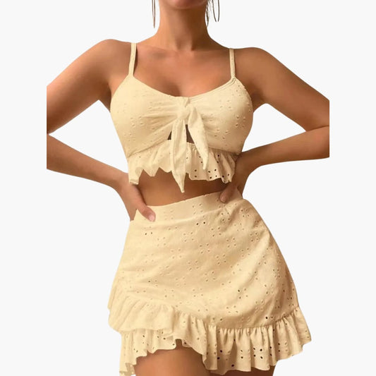 Elina – Bikini de 3 piezas con volantes y diseño de talle alto