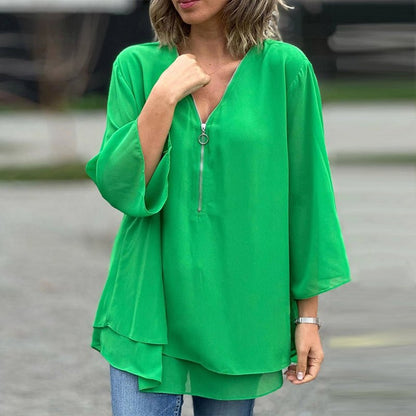 Lorelai  – Blusa de Gasa con Cremallera