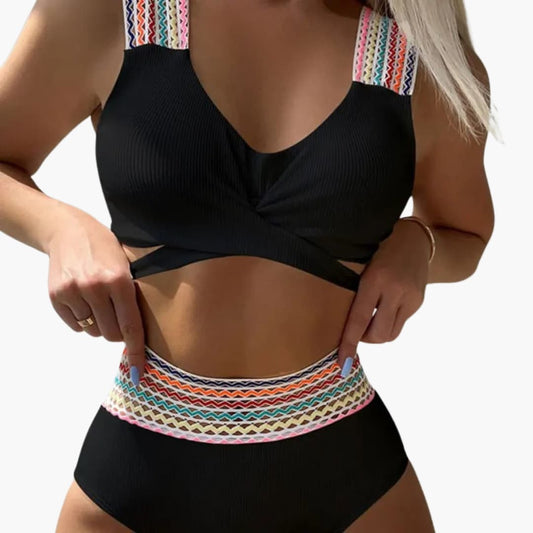 Amara – Bikini deportivo de talle alto con textura acanalada