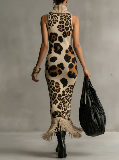DRESS BROWN | LEOPARD MAXI FLOW