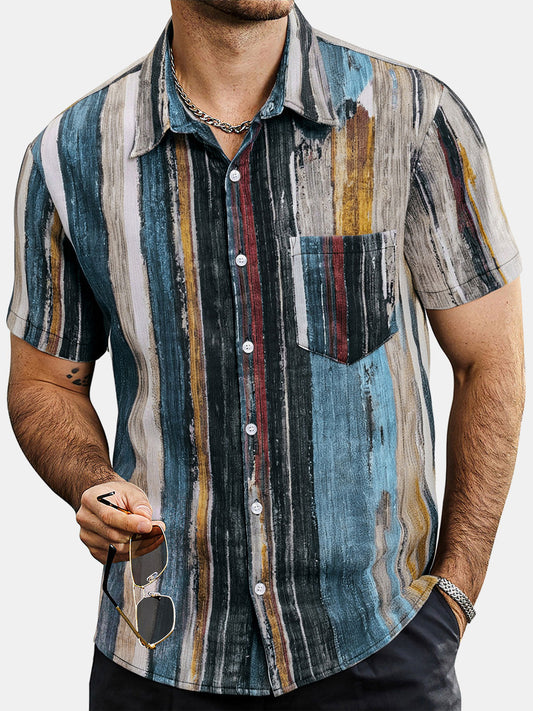 Makai –  Camisa hawaiana con rayas para hombre