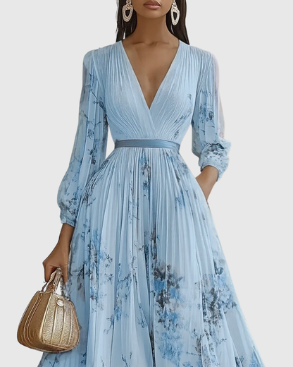 ROWELLA VESTIDO MAXI PLISADO ELEGANTE