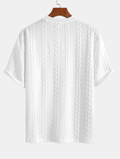 Camiseta y pantalones cortos de jacquard retorcido de manga media de corte relajado