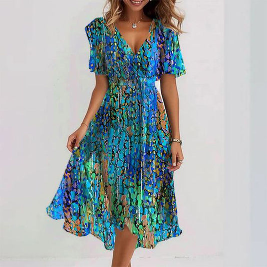 Florence – Vestido Midi Especial de Manga Corta para Mujer