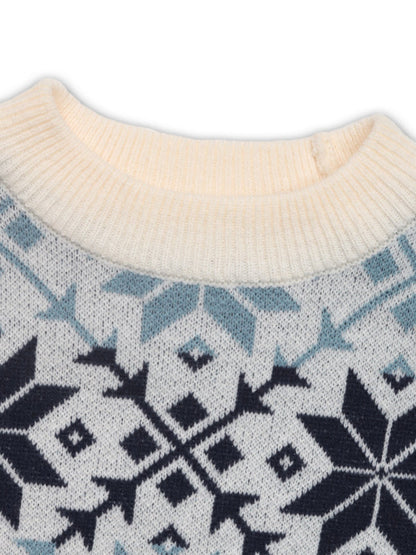 JERSEY AZUL GEOMÉTRICO CON COPOS DE NIEVE