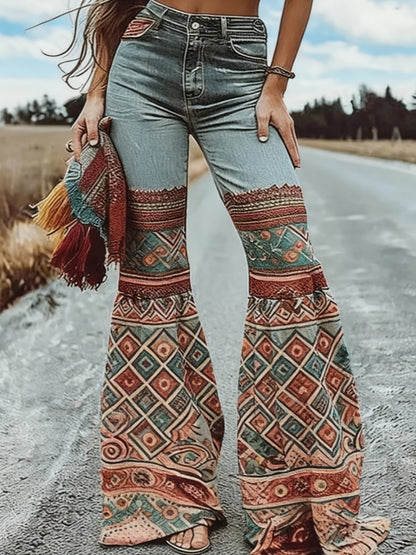 PANTALÓN BOHO PRINT FLARE RETRO