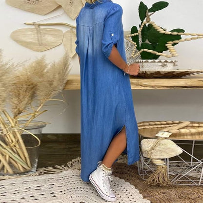 Inea – Vestido denim con cuello en V
