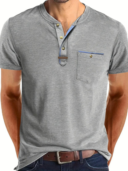 Leo – Camiseta de Cuello Redondo con Bolsillo