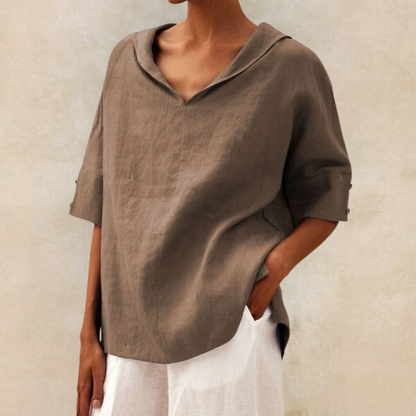Jamilla – Camisa de lino con escote en V