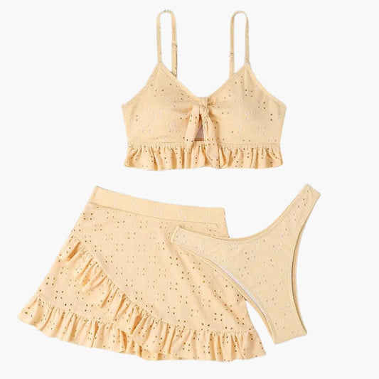 Elina – Bikini de 3 piezas con volantes y diseño de talle alto