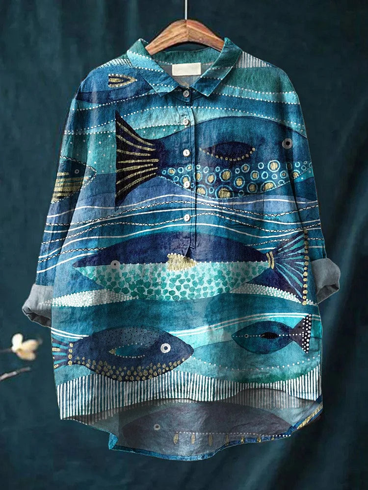 Chloe – Camisa Artística con Estampado de Perros
