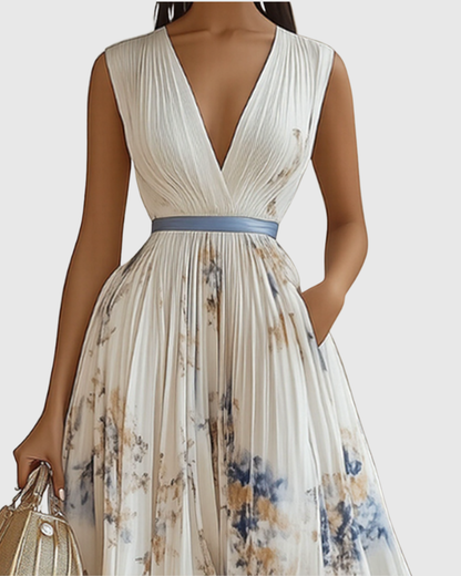 ROWELLA VESTIDO MAXI PLISADO ELEGANTE