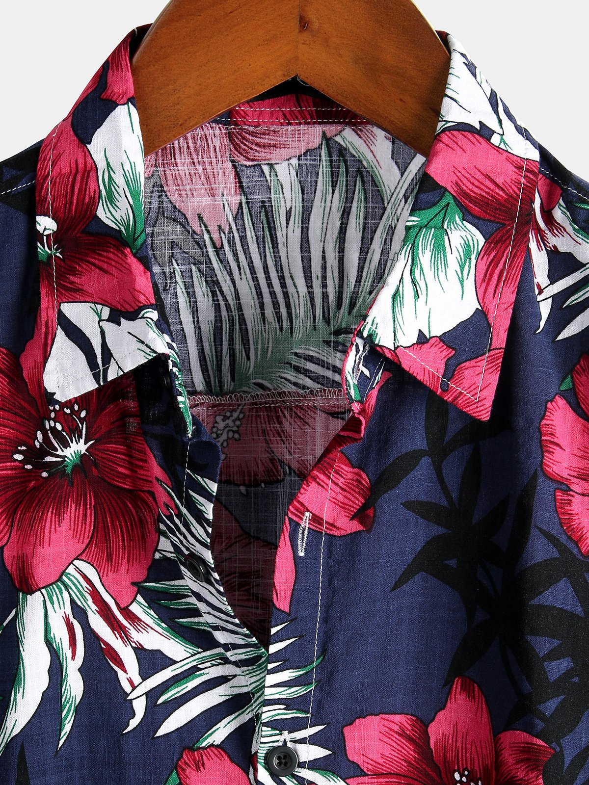 Camisa de algodón puro para hombre con estampado festivo hawaiano.