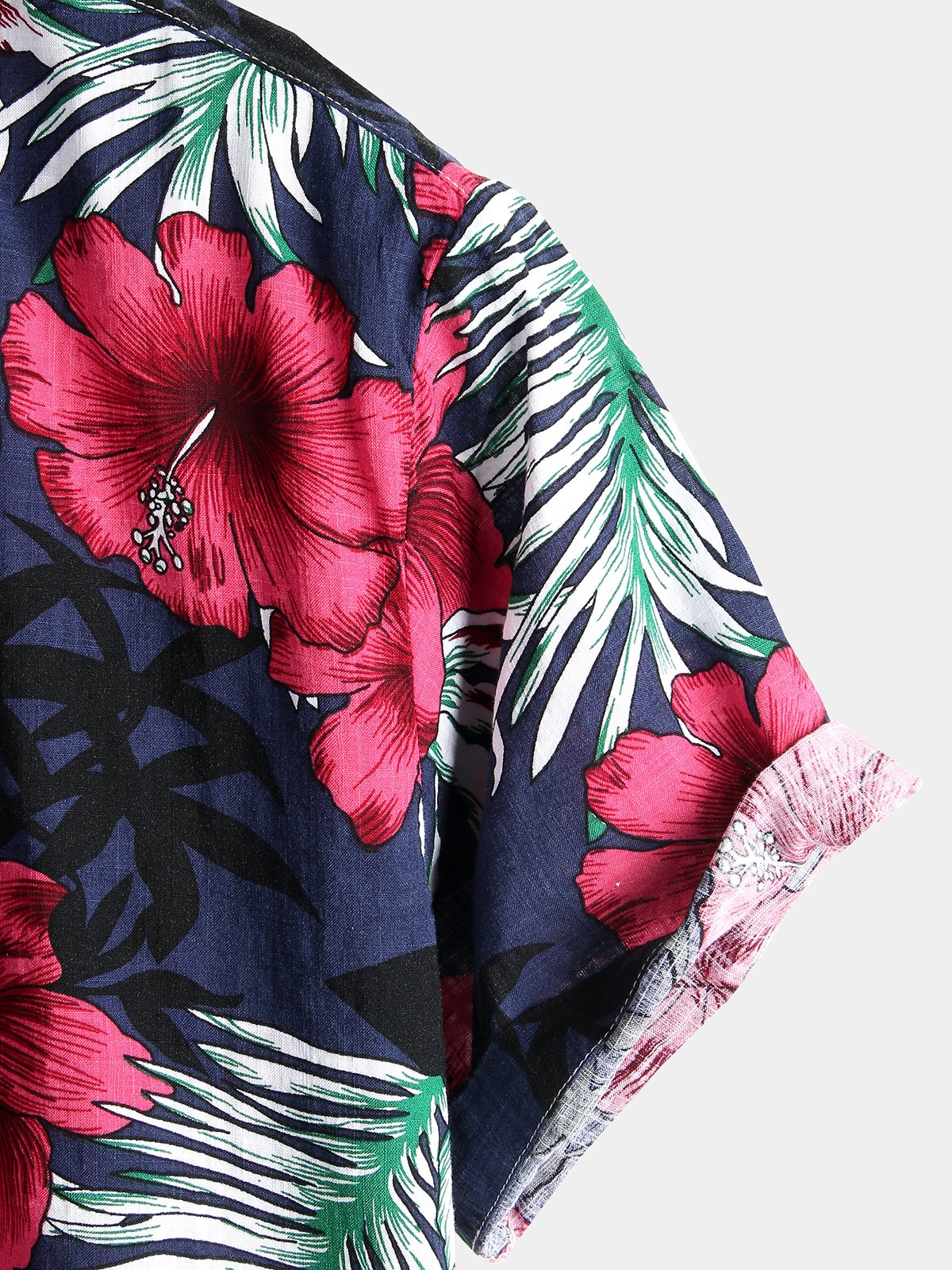 Camisa de algodón puro para hombre con estampado festivo hawaiano.