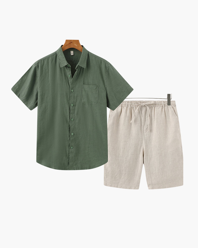 Conjunto Leinen – Camiseta + Shorts de lino fresco