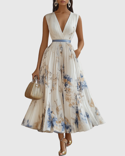 ROWELLA VESTIDO MAXI PLISADO ELEGANTE