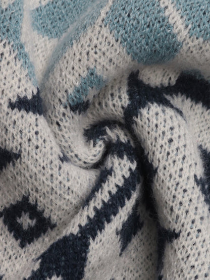 JERSEY AZUL GEOMÉTRICO CON COPOS DE NIEVE