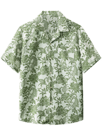 Kaley – Camisa hawaiana jacquard floral para hombre