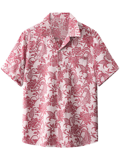 Kaley – Camisa hawaiana jacquard floral para hombre