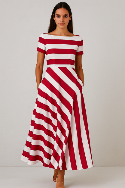 Olivia – Vestido a Rayas de Corte Versátil