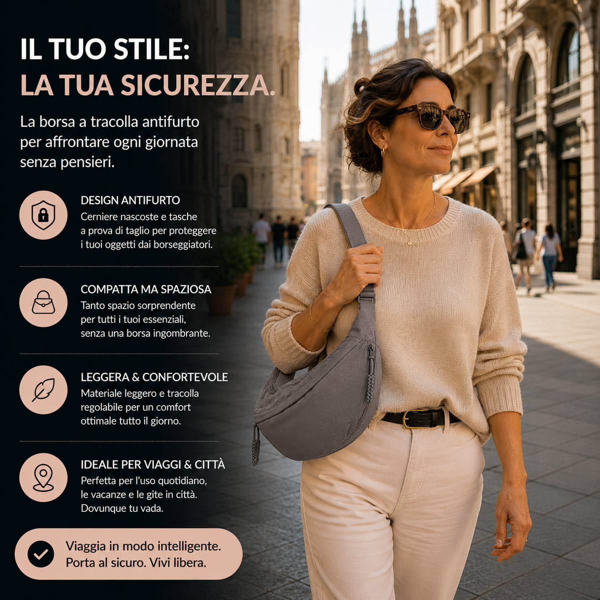 BOLSO MEDIA LUNA | GRIS