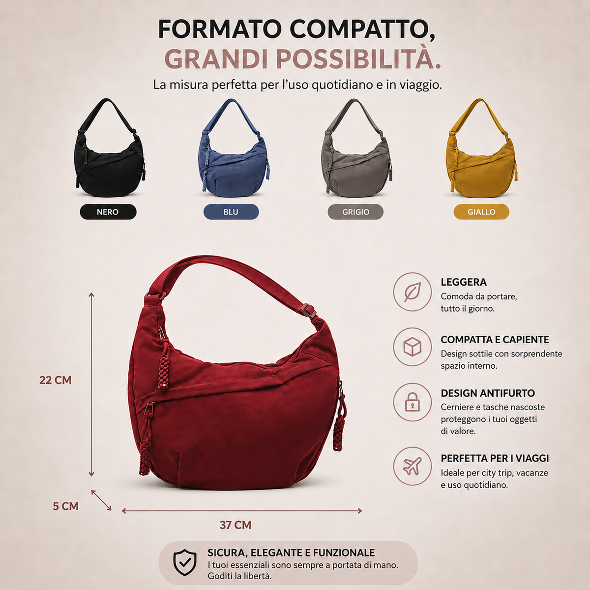 BOLSO MEDIA LUNA | AZUL
