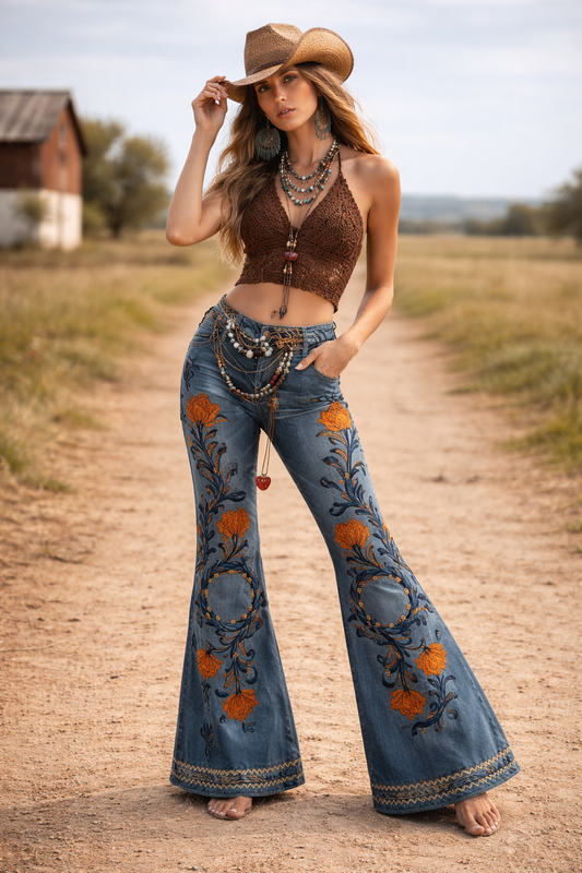PANTALÓN BOHO FLORAL FLARE