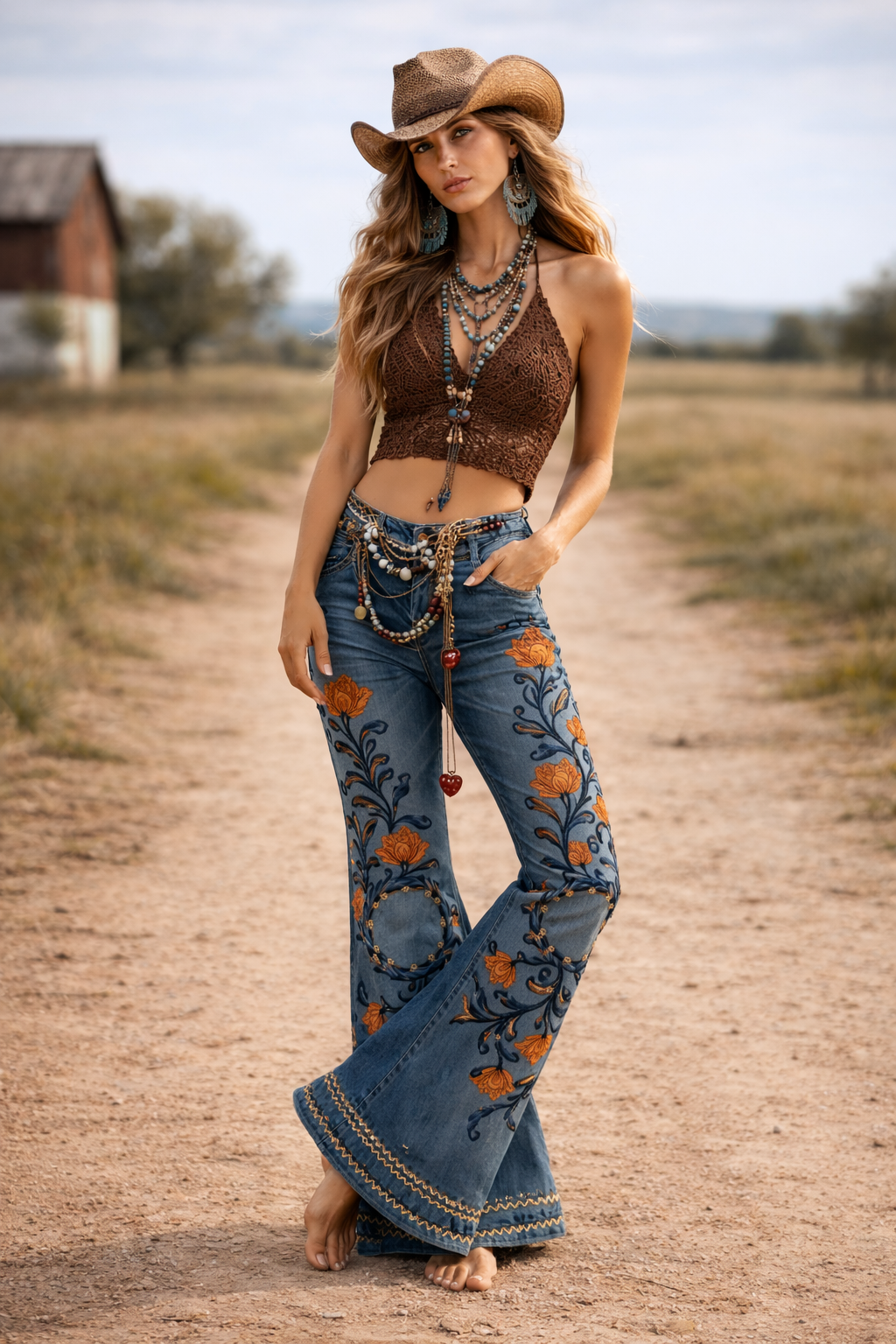 PANTALÓN BOHO FLORAL FLARE