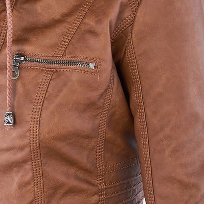 Bellini | Giacca di pelle alla moda con cappuccio