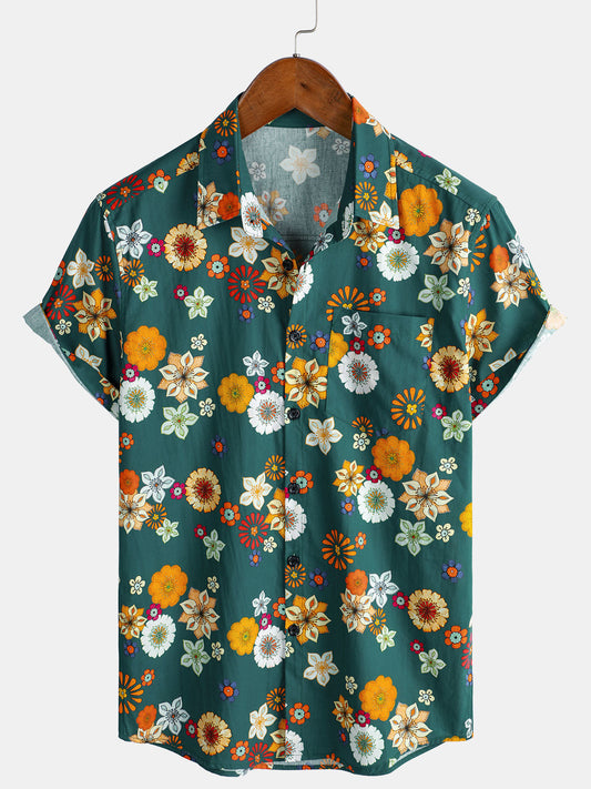 Keanu – Camisa hawaiana de algodón 100% con estampado floral