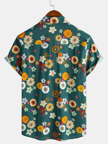 Keanu – Camisa hawaiana de algodón 100% con estampado floral